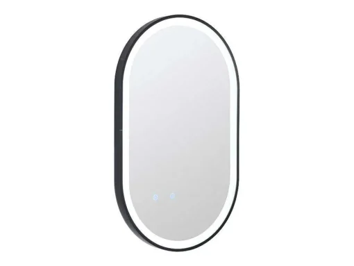 Ovale Badkamerspiegel Met Verlichting Dampwerend Met Zwarte Lijst 60 X 90 Cm Alarico