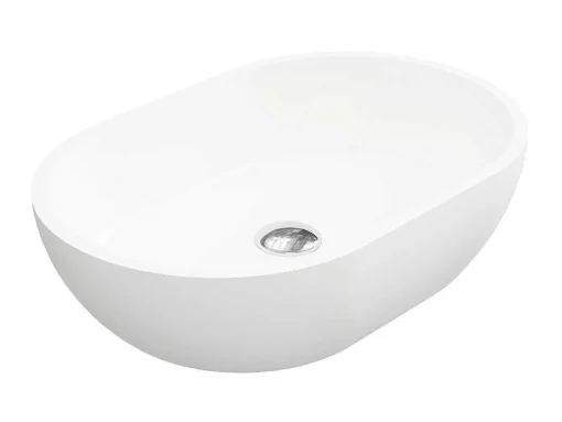 Ovale Wastafel Van Solid Surface - Wit - 58 Cm - Sengli