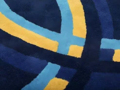 Ovale Wollen Tapijt Komiza - Handgetuft - 150 X 230 Cm - Marineblauw