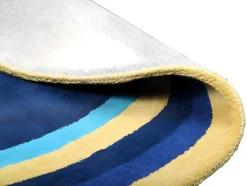 Ovale Wollen Tapijt Komiza - Handgetuft - 150 X 230 Cm - Marineblauw