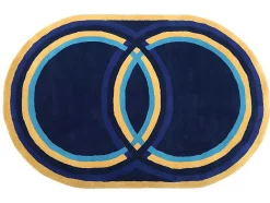 Ovale Wollen Tapijt Komiza - Handgetuft - 150 X 230 Cm - Marineblauw