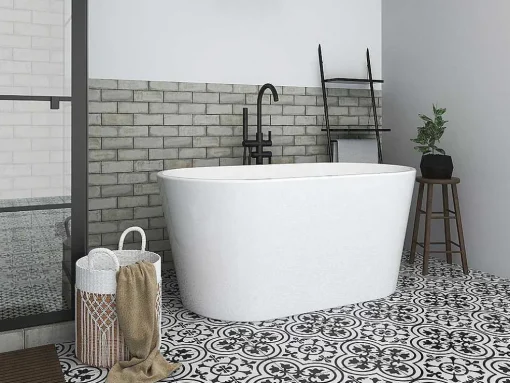 Ovalen Losstaand Bad - 180 L - 130 X 71 X 58 Cm - Wit - Acryl - Apogon