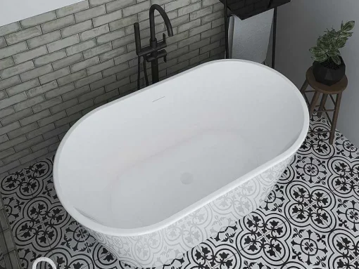 Ovalen Losstaand Bad - 180 L - 130 X 71 X 58 Cm - Wit - Acryl - Apogon