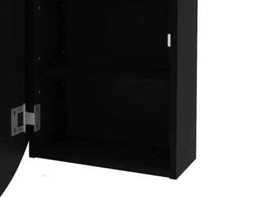 Ovalen Wandmeubel Voor Badkamer Met Spiegel - Ruri - Zwart