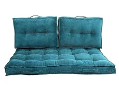 Palletkussen - 120 X 80 X 10 Cm - Ribfluweel - Blauw - Baila