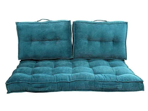 Palletkussen - 120 X 80 X 10 Cm - Ribfluweel - Blauw - Baila