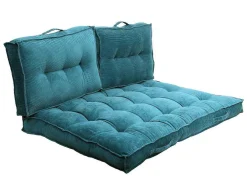 Palletkussen - 120 X 80 X 10 Cm - Ribfluweel - Blauw - Baila