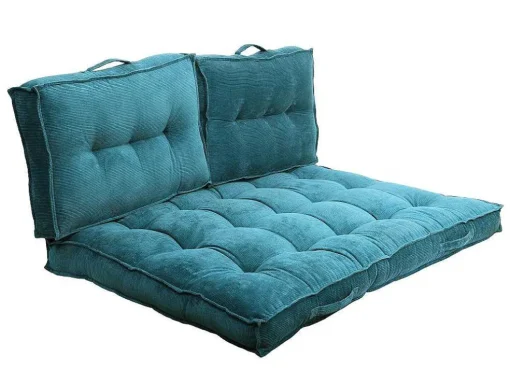 Palletkussen - 120 X 80 X 10 Cm - Ribfluweel - Blauw - Baila