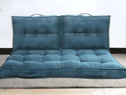 Palletkussen - 120 X 80 X 10 Cm - Ribfluweel - Blauw - Baila