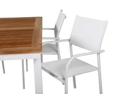 Panama Tuinmeubelset Tafel 90X152/210Cm En 4 Stoel Santorini Wit, Naturel.