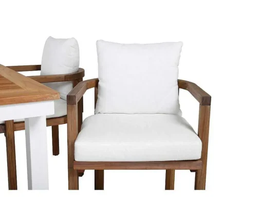 Panama Tuinmeubelset Tafel 90X152/210Cm En 4 Stoel Erica Naturel, Wit.