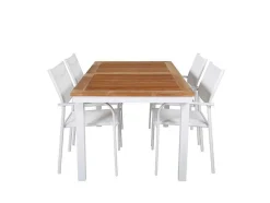 Panama Tuinmeubelset Tafel 90X152/210Cm En 4 Stoel Santorini Wit, Naturel.