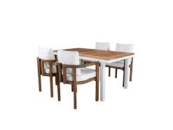 Panama Tuinmeubelset Tafel 90X152/210Cm En 4 Stoel Erica Naturel, Wit.