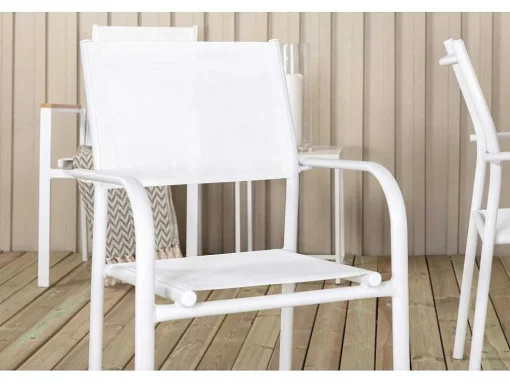 Panama Tuinmeubelset Tafel 90X152/210Cm En 4 Stoel Santorini Wit, Naturel.