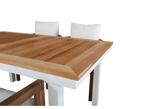Panama Tuinmeubelset Tafel 90X152/210Cm En 4 Stoel Erica Naturel, Wit.