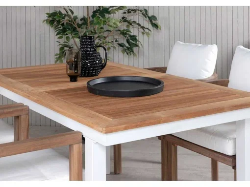 Panama Tuinmeubelset Tafel 90X152/210Cm En 4 Stoel Erica Naturel, Wit.