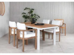 Panama Tuinmeubelset Tafel 90X152/210Cm En 4 Stoel Erica Naturel, Wit.