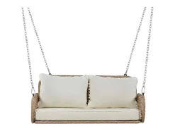 Pe Rotan Hangstoel - Tuinschommel - 2 Plaatsen - Met Kussens - Beige