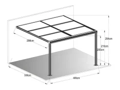 Pergola Voor Tegen De Muur Met Schuifbaar Dak - 12 M - Antraciet - Izeda