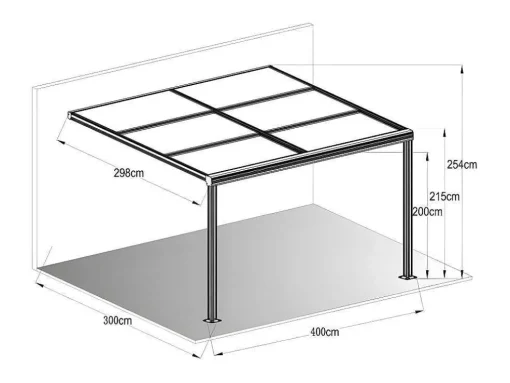 Pergola Voor Tegen De Muur Met Schuifbaar Dak - 12 M - Antraciet - Izeda