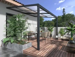 Pergola Voor Tegen De Muur Met Schuifbaar Dak - 12 M - Antraciet - Izeda