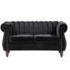 2-Persoons Zwarte Fluwelen Chesterfield Zitbank Trumbo
