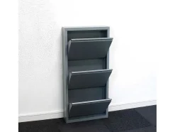 Pisa Schoenenkast Grijs Metaal Met 3 Vakken.