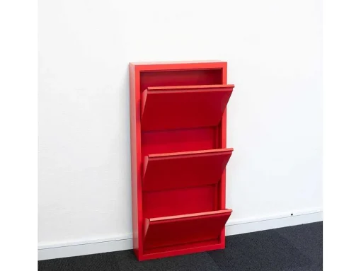 Pisa Schoenenkast Rood Metaal Met 9 Vakken.