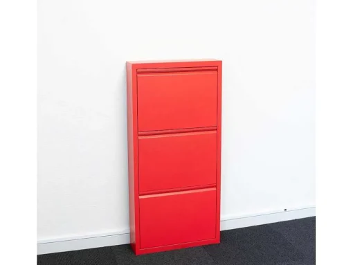 Pisa Schoenenkast Rood Metaal Met 9 Vakken.