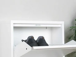 Pisa Schoenenkast Wit Metaal Met 5 Vakken - Set Van 2.
