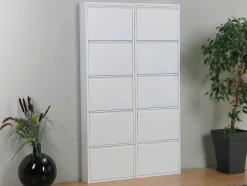 Pisa Schoenenkast Wit Metaal Met 5 Vakken - Set Van 2.