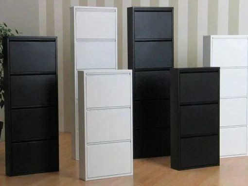 Pisa Schoenenkast Wit Metaal Met 5 Vakken - Set Van 2.