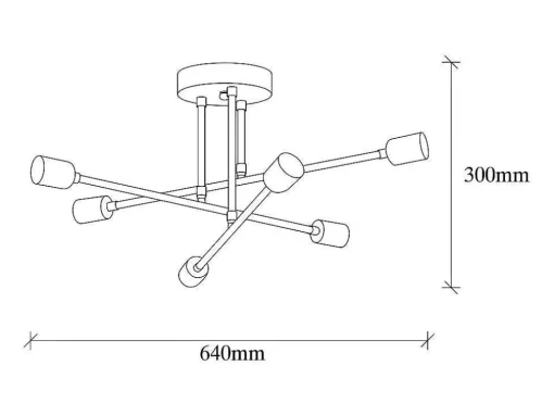 Plafondlamp Van Metaal Flowera - 3 Armen - L64 Cm X H30 Cm - Zwart