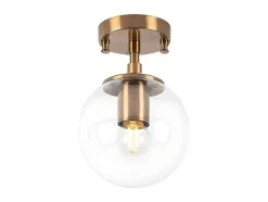 Plafondlamp Van Metaal Met Bol -D. 15 Cm X H. 23 Cm - Vintage - Barlati