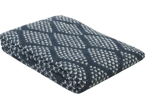 Plaid Oyace - Acryl En Wol - 130 X 170 Cm - Ivoor En Blauw