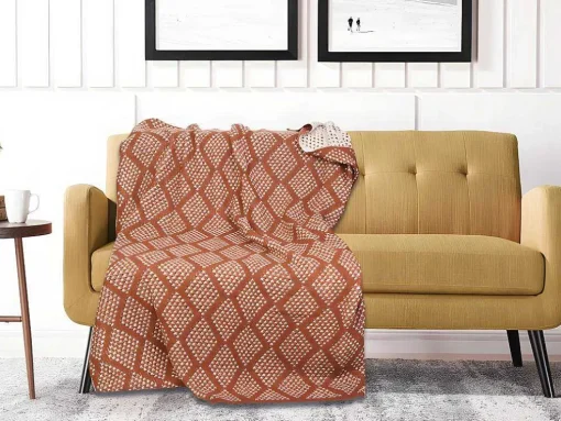 Plaid Oyace - Acryl En Wol - 130 X 170 Cm - Ivoor En Rood