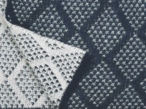 Plaid Oyace - Acryl En Wol - 130 X 170 Cm - Ivoor En Blauw