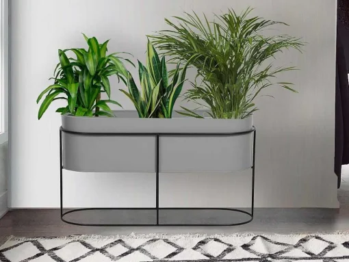 Plantenbak Voor Binnen Op Poten - L74 X H40 Cm - Metaal - Lichtgrijs - Ravina