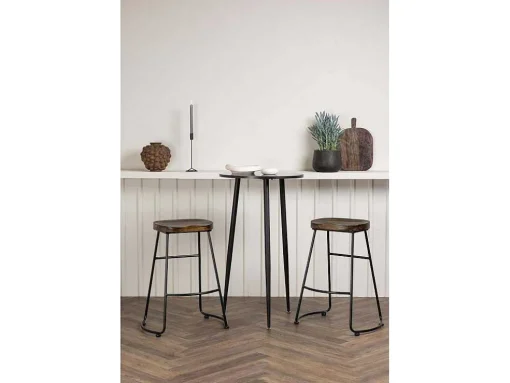 Plaza Barmeubelset Bartafel Zwart En 2 Ozark Barstoelen Naturel.