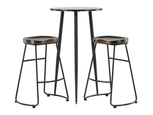 Plaza Barmeubelset Bartafel Zwart En 2 Ozark Barstoelen Naturel.
