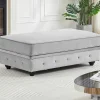 Poef Met Opbergruimte Van Lichtgrijs Velours Chesterfield