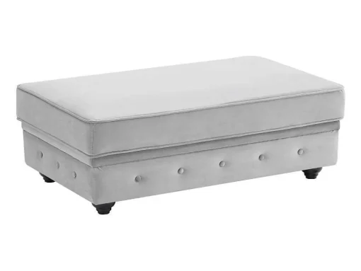 Poef Met Opbergruimte Van Lichtgrijs Velours Chesterfield