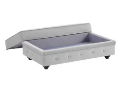 Poef Met Opbergruimte Van Lichtgrijs Velours Chesterfield