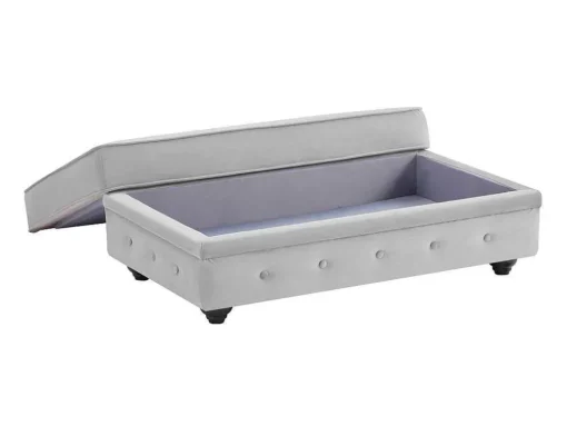 Poef Met Opbergruimte Van Lichtgrijs Velours Chesterfield