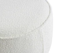 Poef Van Boucle Stof Met Voet In Lichtkleurig Hout - Miloden