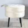 Pot Poef O40Cm Velours Beige.