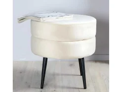 Pot Poef O40Cm Velours Beige.