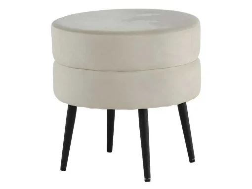 Pot Poef O40Cm Velours Beige.