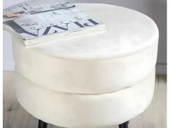 Pot Poef O40Cm Velours Beige.