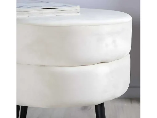 Pot Poef O40Cm Velours Beige.